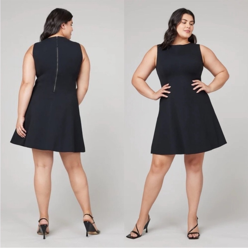 SPANX The Perfect Fit & Flare Sleeveless Dress in Black Sz L